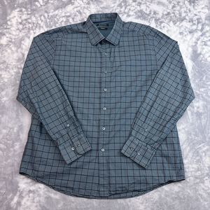 Bugatchi Men's Green Plaid Shaped Fit Long Sleeve Button Up Shirt Size XL